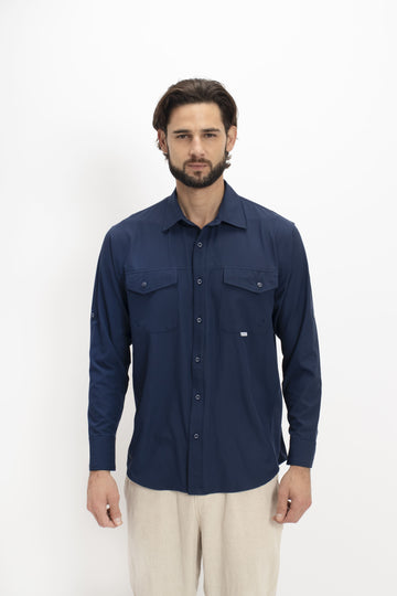 Camisa Nomad Hardwear Manga Larga Azul Marino