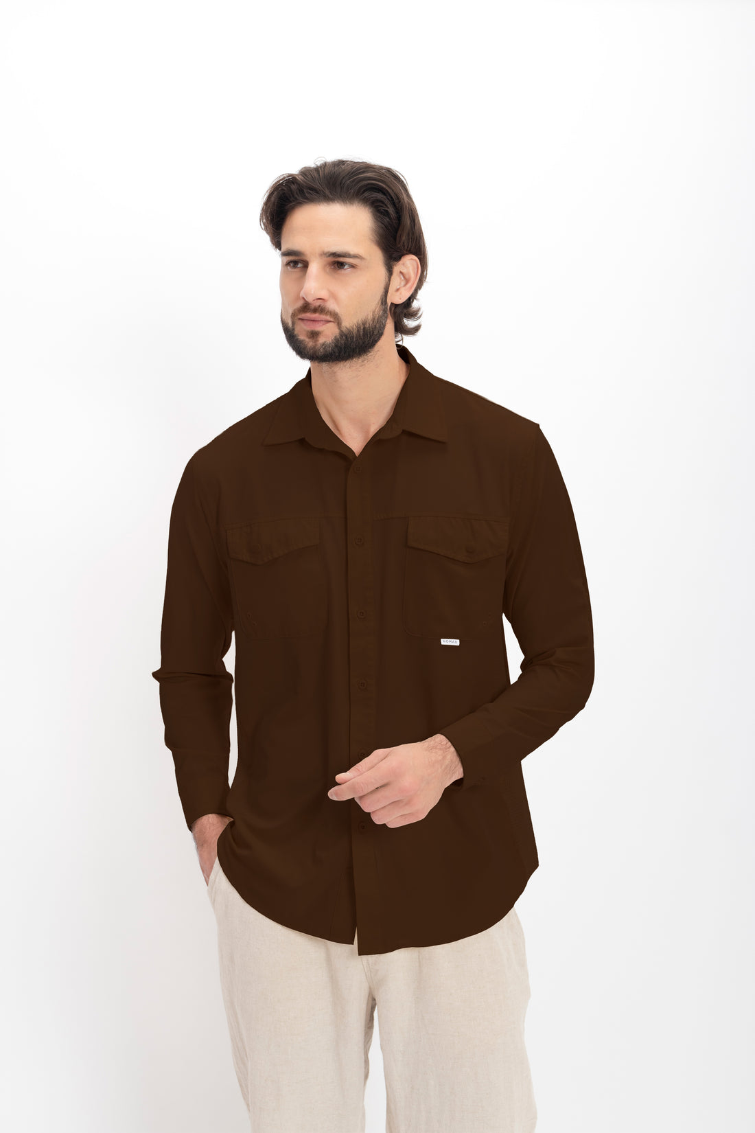 Camisa Nomad Hardwear Manga Larga Café